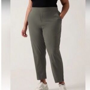 Athleta Brooklyn Ankle Pants Women 18 Olive Green Tapered Stretch 533636-10
